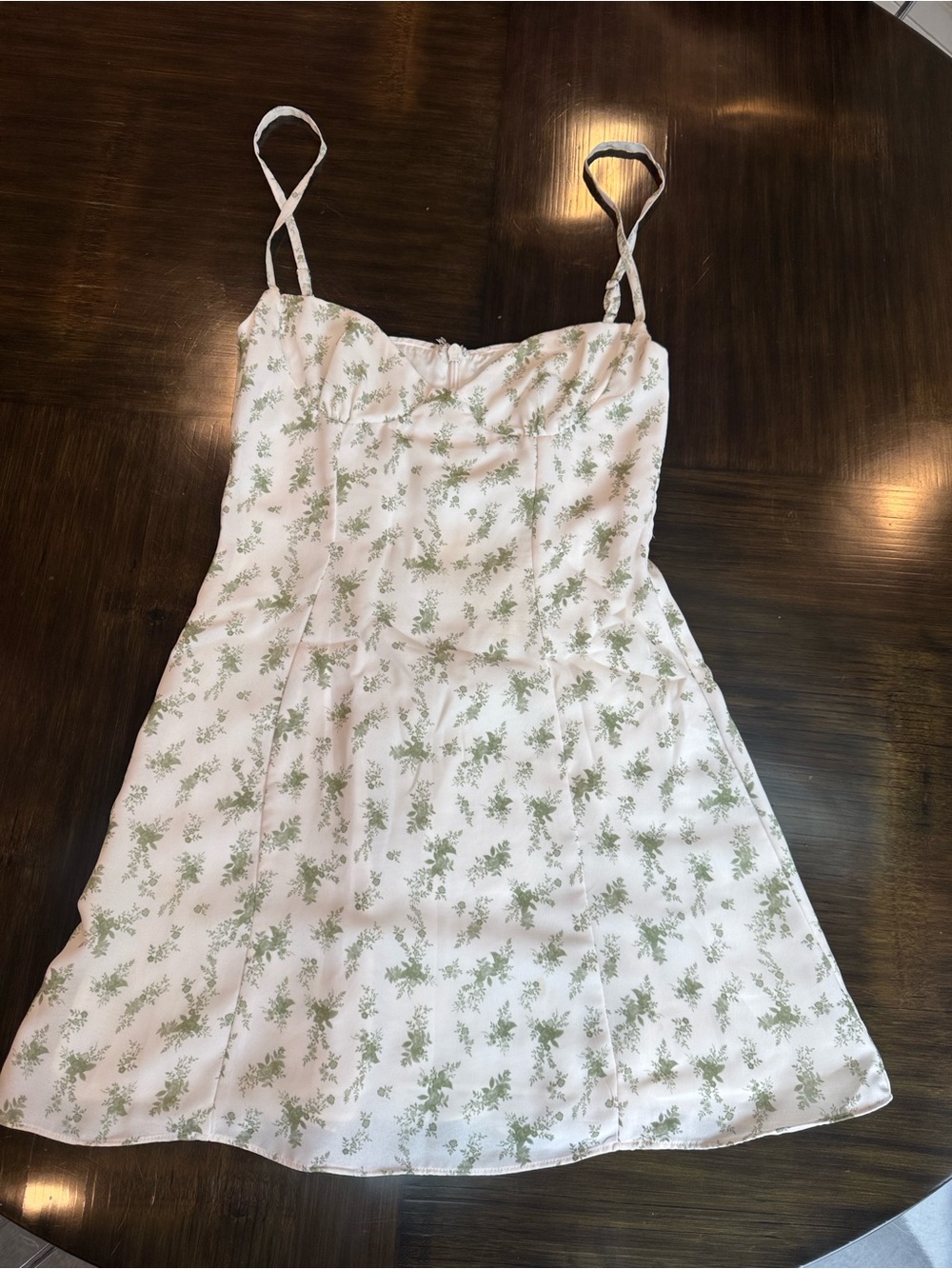 House of CB Christiana Floral Spaghetti-Strap Dress with Green Print